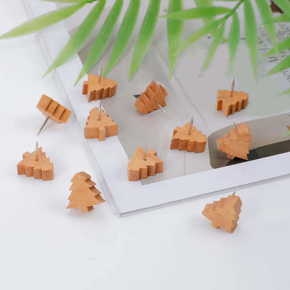 

80Pcs Wooden Tree Push Pins Decorative Natural Wood Thumb Tacks for Cork Board Photo Wall Bulletin Board Map Calendar DIY Home