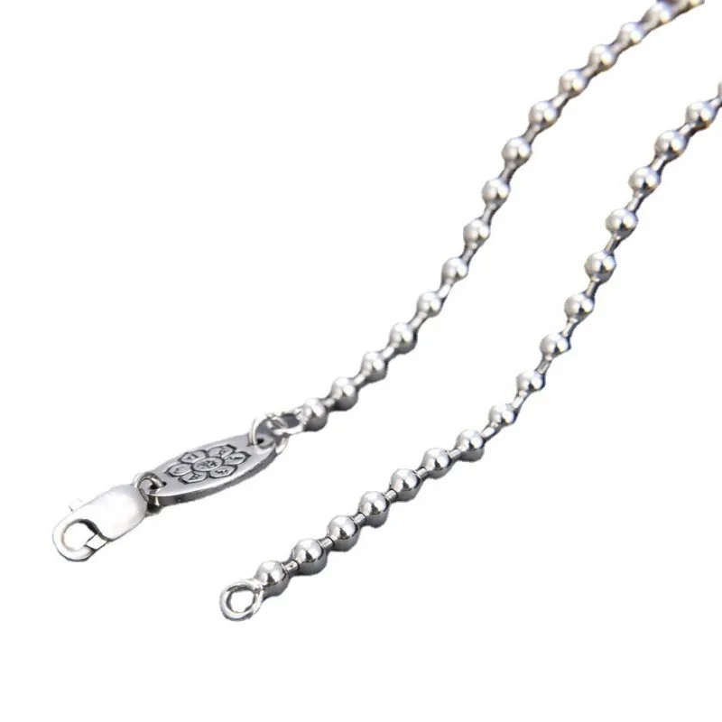 BOCAI Real S925 Silver Jewelry Kroll Cross Sweater Chain 3mm Long Fashion All-Match Necklace for Men and Women Wholesale