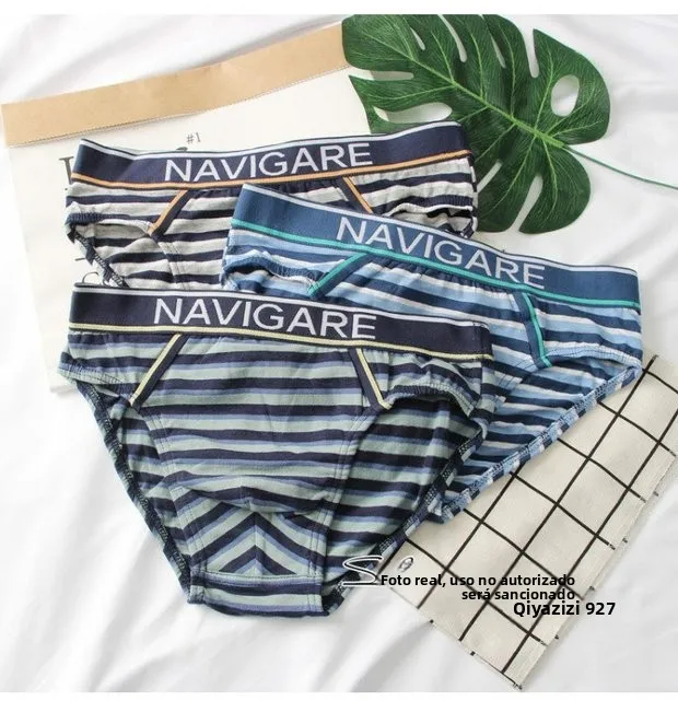Ropa interior de algodón de alta elasticidad para hombre, pantalones triangulares de cintura baja, calzoncillos cómodos y tra...