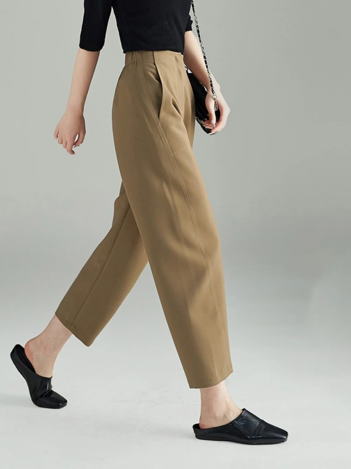 

Loose Women's Harem Pants Banana ape Casual Versatile High Waist Straight Leg Pants Korean Sle Commute Wind Nine Points