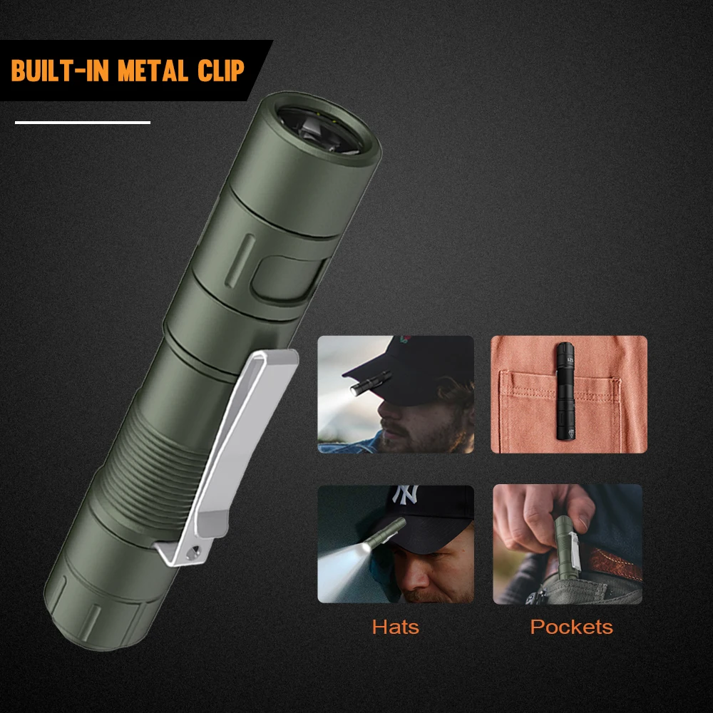 Asafee Tiki Flashlight EDC Keychain Lamp Portable Mini Torch Digital Display Rechargeable Work Light Clip Camping Lantern