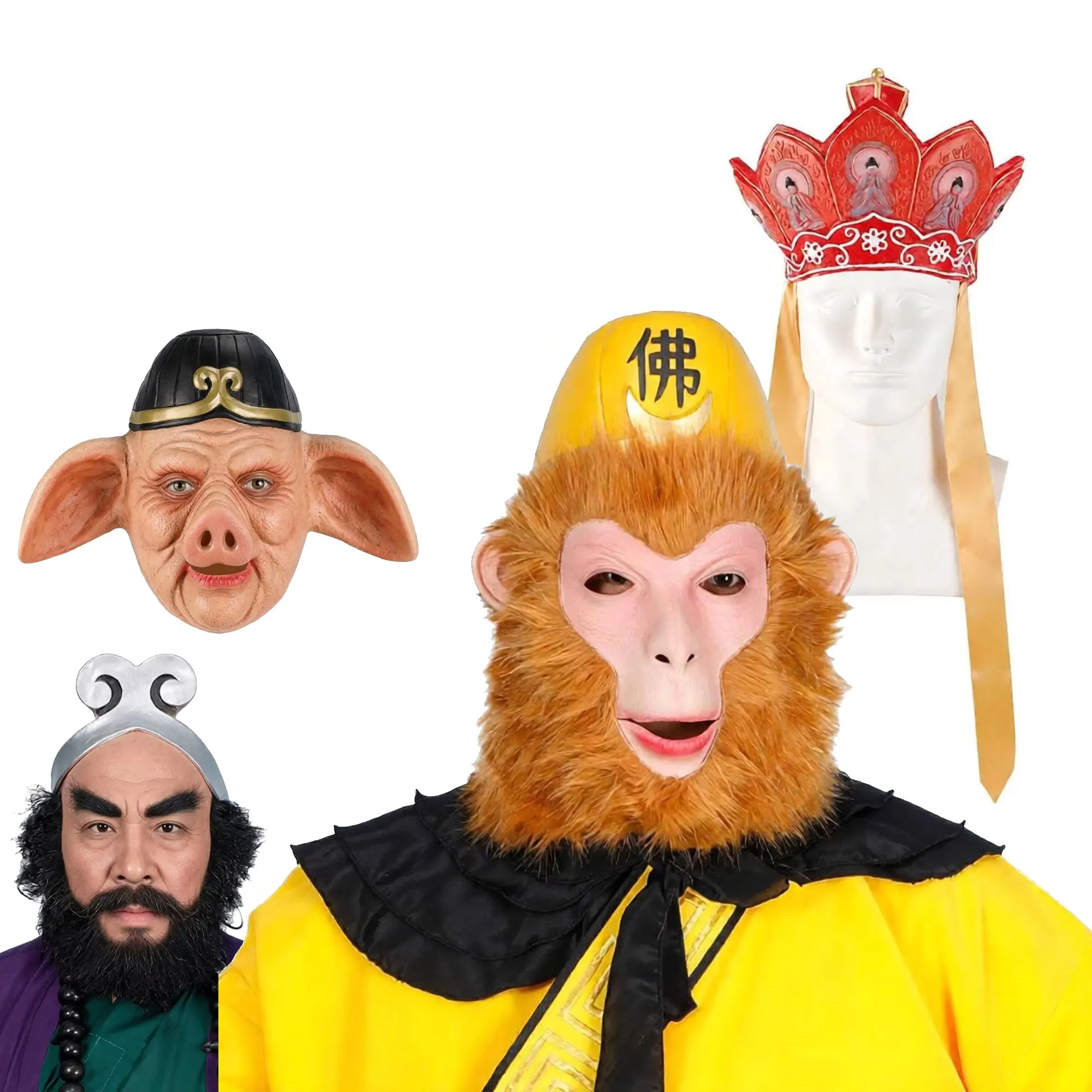 Adult WuSunkong Mask Game Monkey King Journey West Four Disciples Role-play Cosplay Costumes Halloween Carnival Funny Party Mask