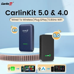 CarlinKit 5.0 4.0 Wireless CarPlay Adapter Android Auto Dongle Multi-Device Supported Wired To Wireless CarPlay Box Auto Connect