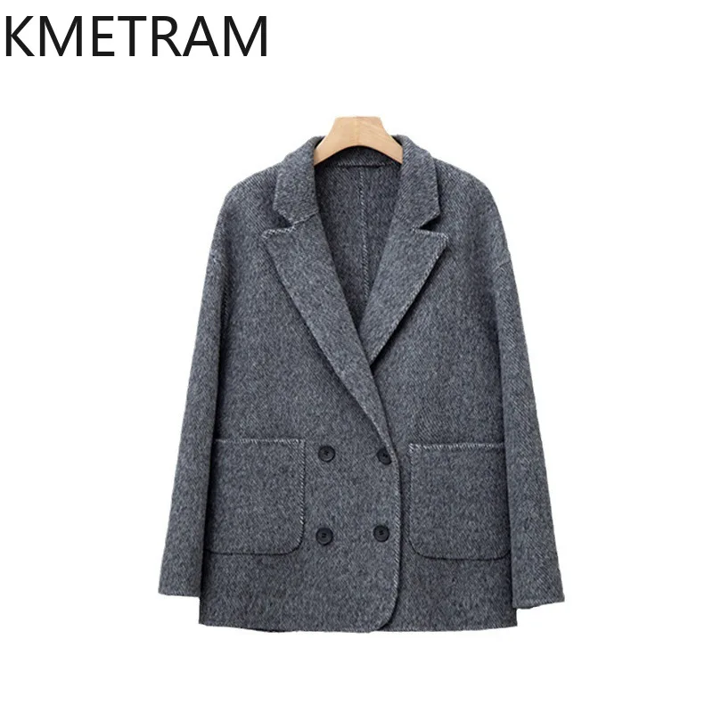 

KMETRAM Natural Wool Coat High Quality New in Outerwears Elegant Jacket Woman Winter Clothing 2024 Women Laine Pour Femmes