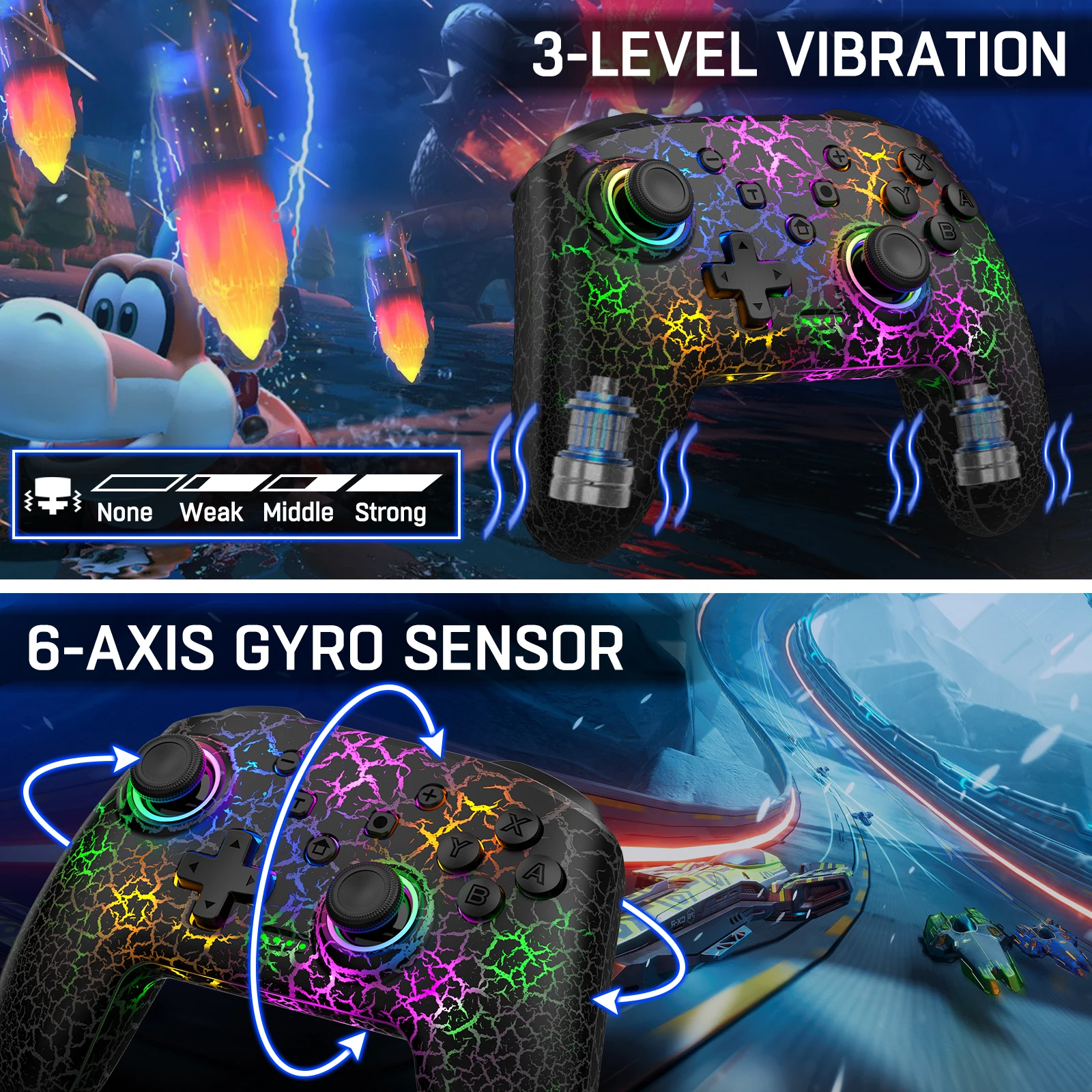 닌텐도 스위치용 무선 게임패드, RGB 조이스틱, 블루투스 게임 컨트롤러, 스위치 OLED, 스위치 PC 컴퓨터 노트북용, 2.4G