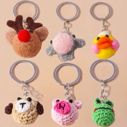 Lovely Hand Knitted Elk Keychain Crocheted Dog Animal Key Rings for Women Girls Handbag Pendants Handmade Jewelry Gifts