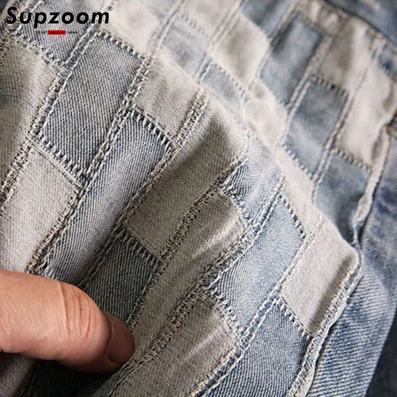 Supzoom 新着ホット販売トップファッション秋ジッパーフライストーンウォッシュカジュアルカーゴデニムポケット綿ジーンズ男性