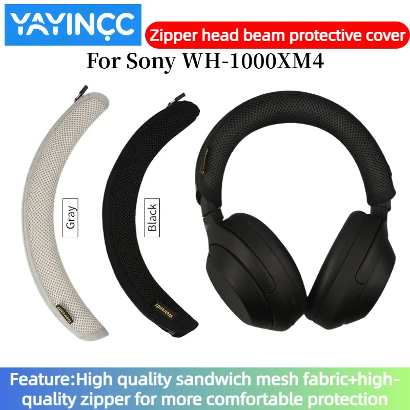 

YAYINCC Quality Headphone Head Beam Cover for Sony WH-1000XM4 Headphone Zipper knitted fabric headband protective cover