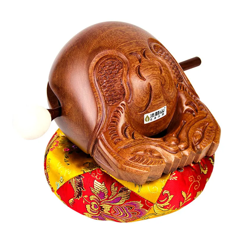 Wooden Fish Buddhist Meditation Percussion, Hand Carved Rosewood Mokugyo Stand, Vintage Temple Chanting Tool Zen Home