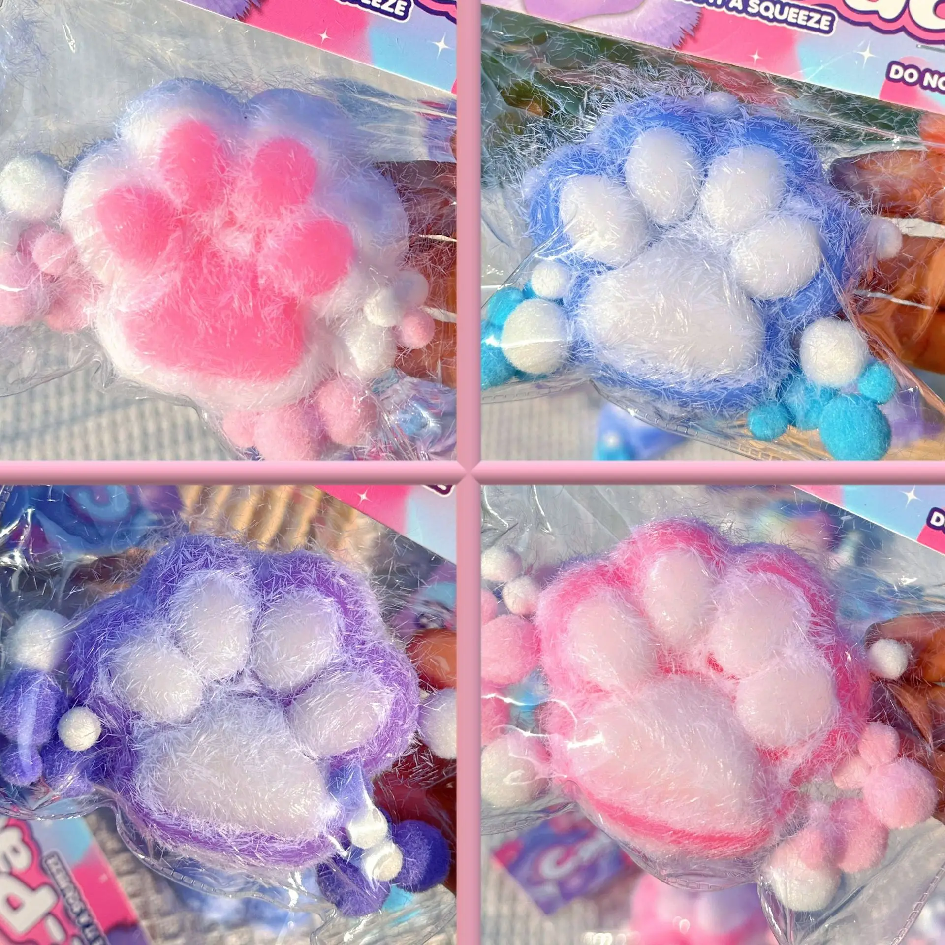 Squeeze Furry Cat Paw Fidget Toy Cute Soft Abreact Relief Relax Toys Sticky Decompressing Pinch Cat Paw Stress Relief Squish Toy