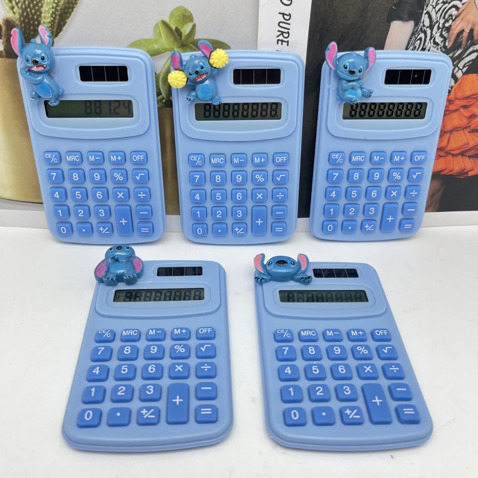 Disney Stitch Calculator Portable Solar Powered Cartoon Children Learning Stationery School Supplies Office Tools Childrens Gift