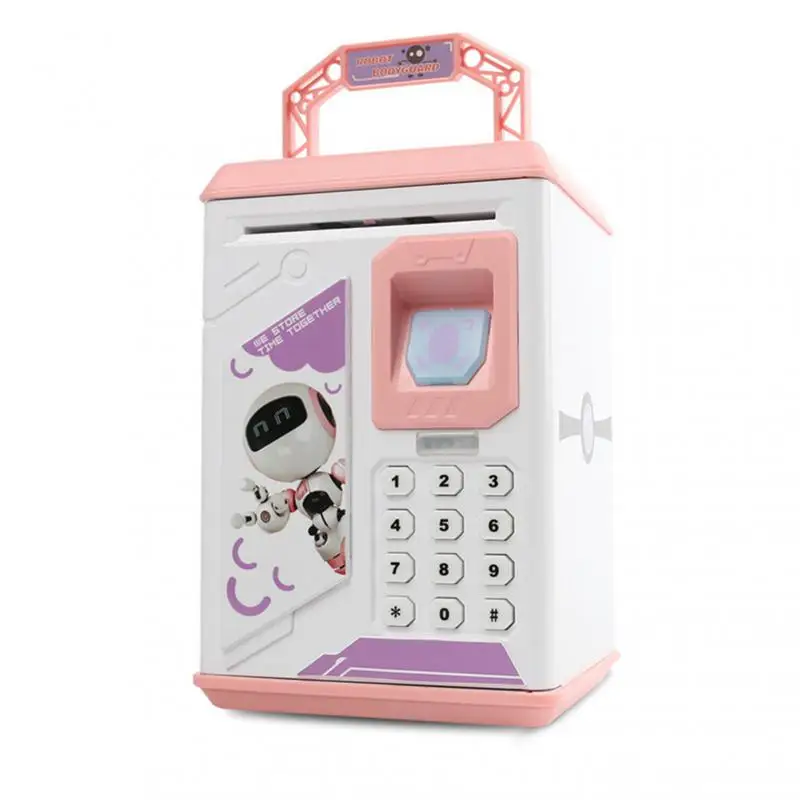 Safe Box Fingerprint Piggy Bank Cash Saving Bank Christmas Gift For Kids ATM Password Money Box Electronic