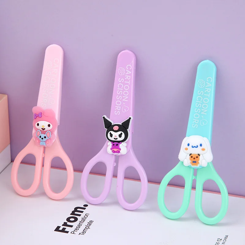 

New Cartoon Sanrio Student Scissors with High Appearance and Cute Kuromi Silicone Handmade Scissors Stainless Steel Scissors