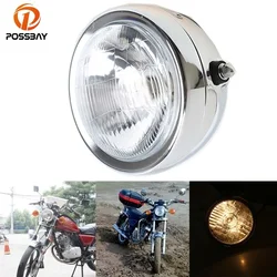 Chrome Motorcycle Retro Headlight Custom Metal Motocicleta Head Lamp High/Low Beam for Harley BMW Honda YAMAHA Moto Accessories