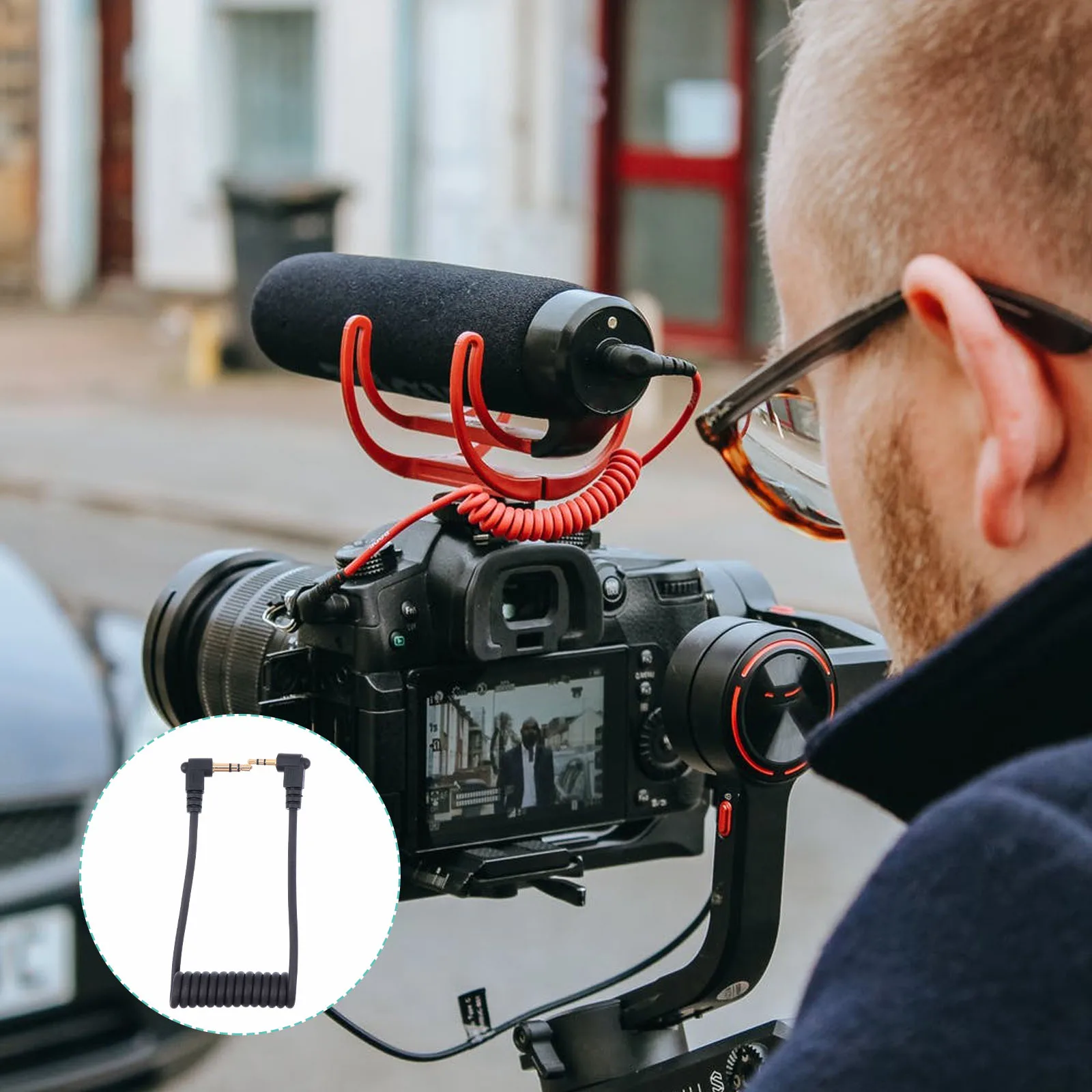

2.5mm to 3.5mm TRS TRRS Microphone Adapter Cable for Camera Video Recording Live Streamer Vlogger Journalist Elastic Spring