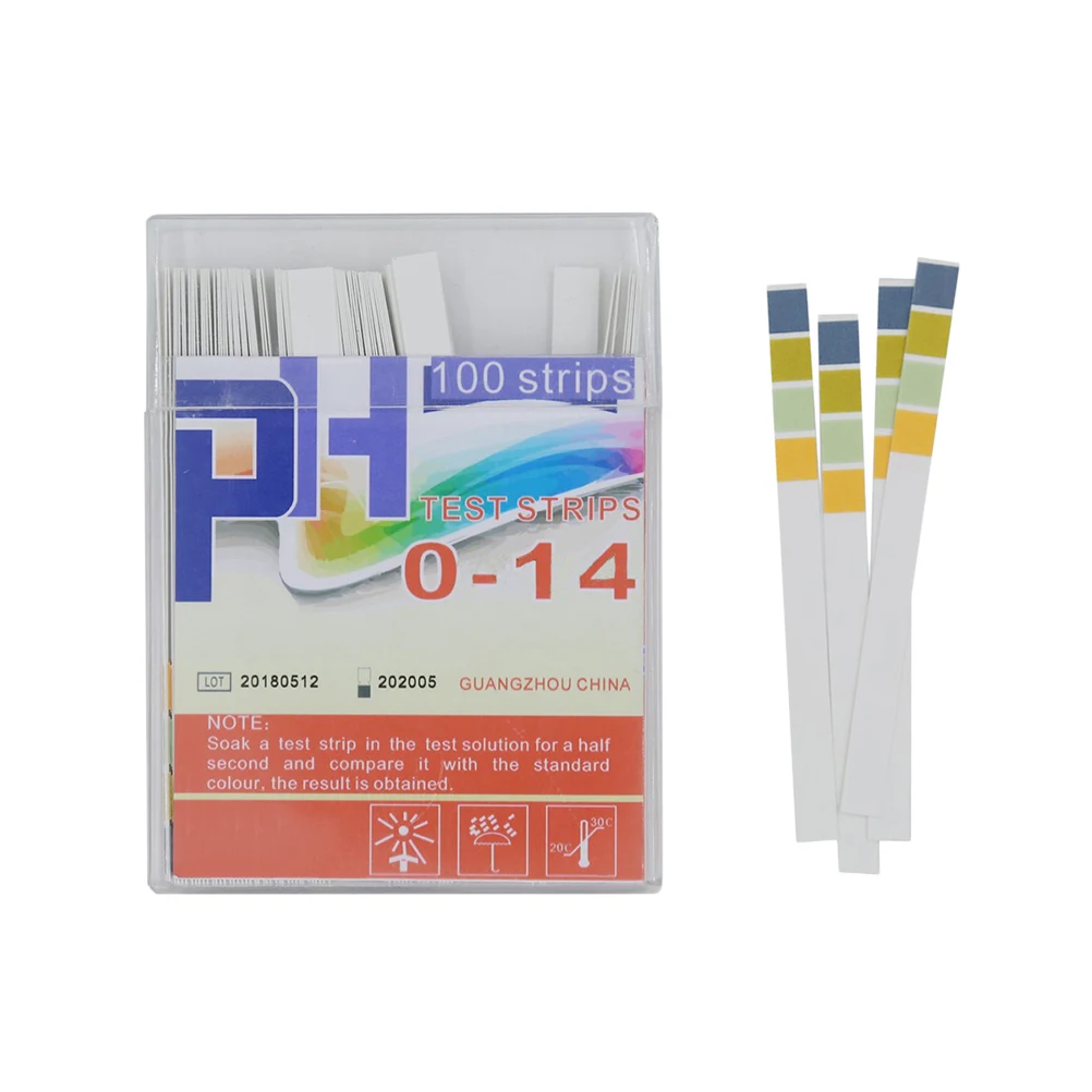 100 قطعة شرائط اختبار درجة الحموضة 4-لون الرسم البياني 0-14 نطاق دقيق اختبار سريع لمختبر المياه التربة حوض السمك Ph ورقة أداة أداة