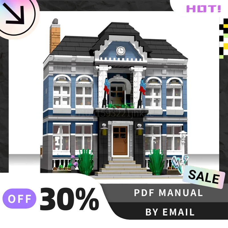 

[2137PCS] Customized MOC Blue Residence Creative Building Blocks Set STEM Toys DIY Construction Model Kit Birthday Gifts