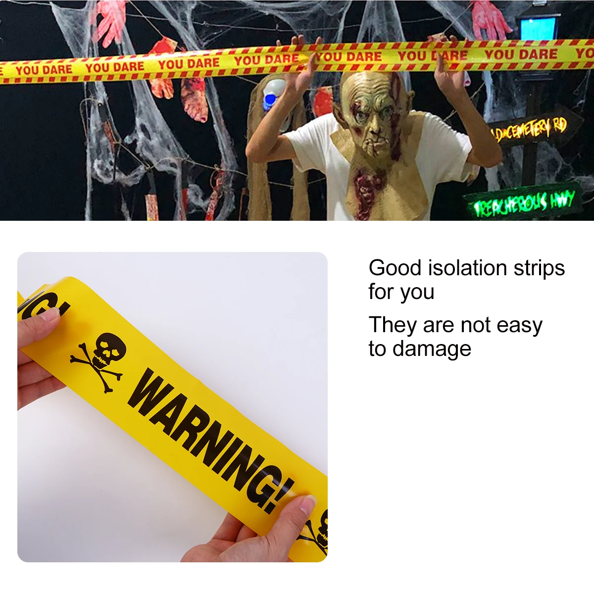 

2 Pcs Adhesive Tape Cordon Isolation Belt Caution Party Plastic Danger Warning Line Halloween