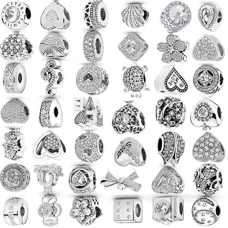 

10pcs/lot 925 Silver Color Charm Beads Pendant DIY Brand Bracelets Necklaces For Women Men Jewelry Accessorie Dropshipping