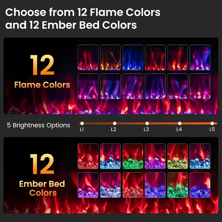 60 مدفأة كهربائية ذكية يتم التحكم فيها بتطبيق WiFi لغرف المعيشة الحديثة وغرف النوم، تصميم خطي رفيع للغاية مع راحة و