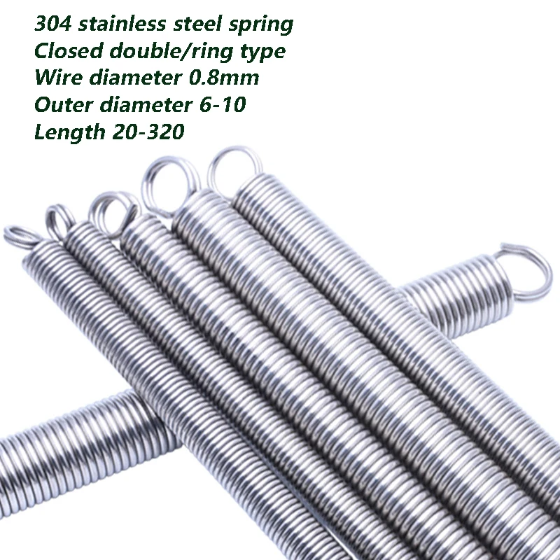 

Stainless Steel Shut up S Hook Tension Spring 0.8 Cylindroid Helical Draught Extension Expansion Tensile Spring Length 20-300mm