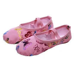 Ballet Shoe Soft Bottom Children Princess Baby Girl National Practice Gymnastics Butterfly Flower Adult Free Lace Dance Shoes