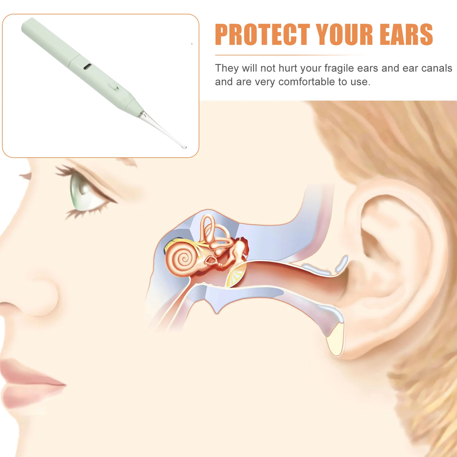 

Luminous Ear Spoon Wax Removal Tool Lighting Kids Baby Toddler Ear Cleaning Safe Practical Design Health Care Gift