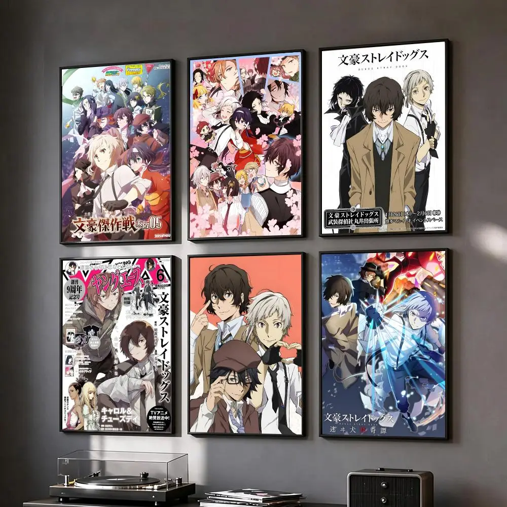 anime Bungo Stray Dogs Poster Poster HD Printing Vintage Luxe Home Decor Wall Art for the Living Rooms Entryways Gift