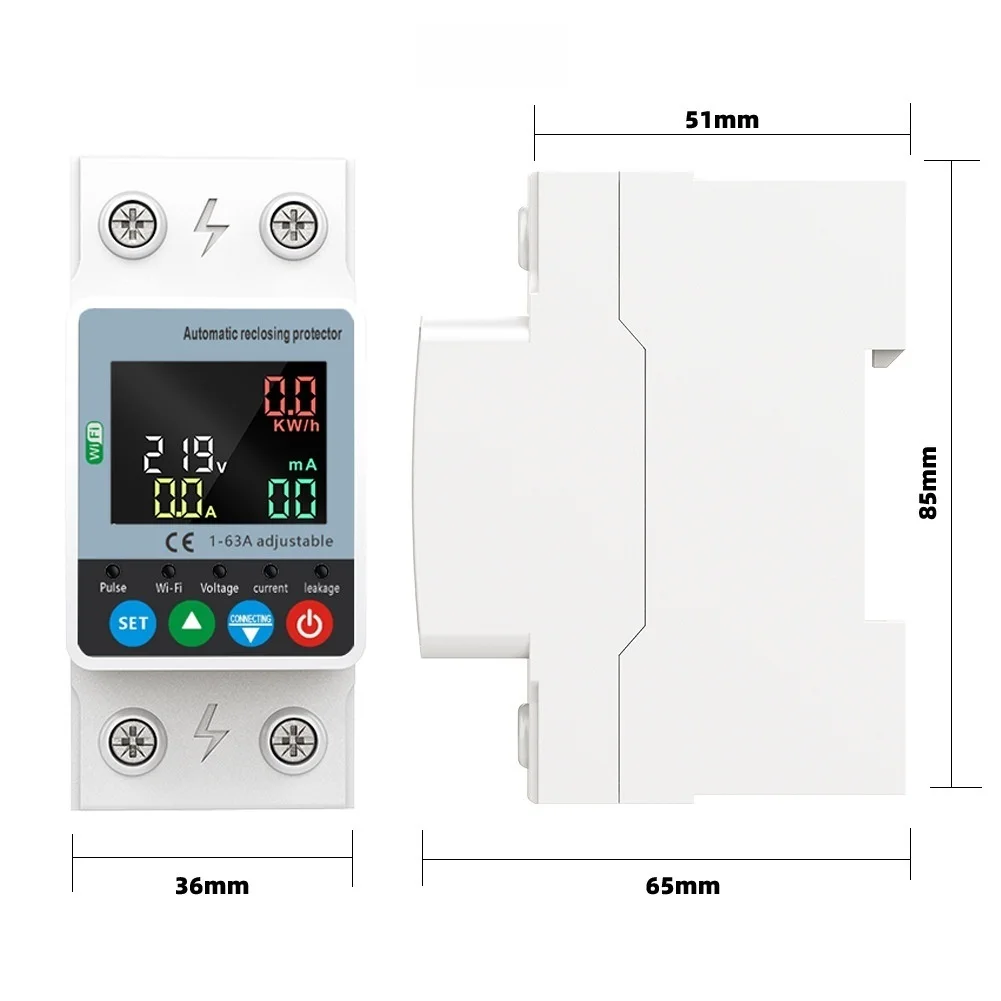 Wireless For Smart Circuit Breaker 63A With Mobile App Remote Control And Voice Assistant For Home Electrical Safety Protection