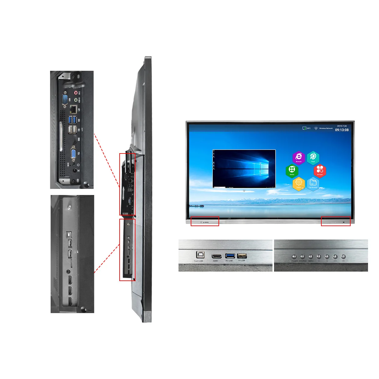 Professional Factory 75/85/86/98/110 Inch 350cdm2 LCD Display Digital Whiteboard Educational Equipment Interactive White Board