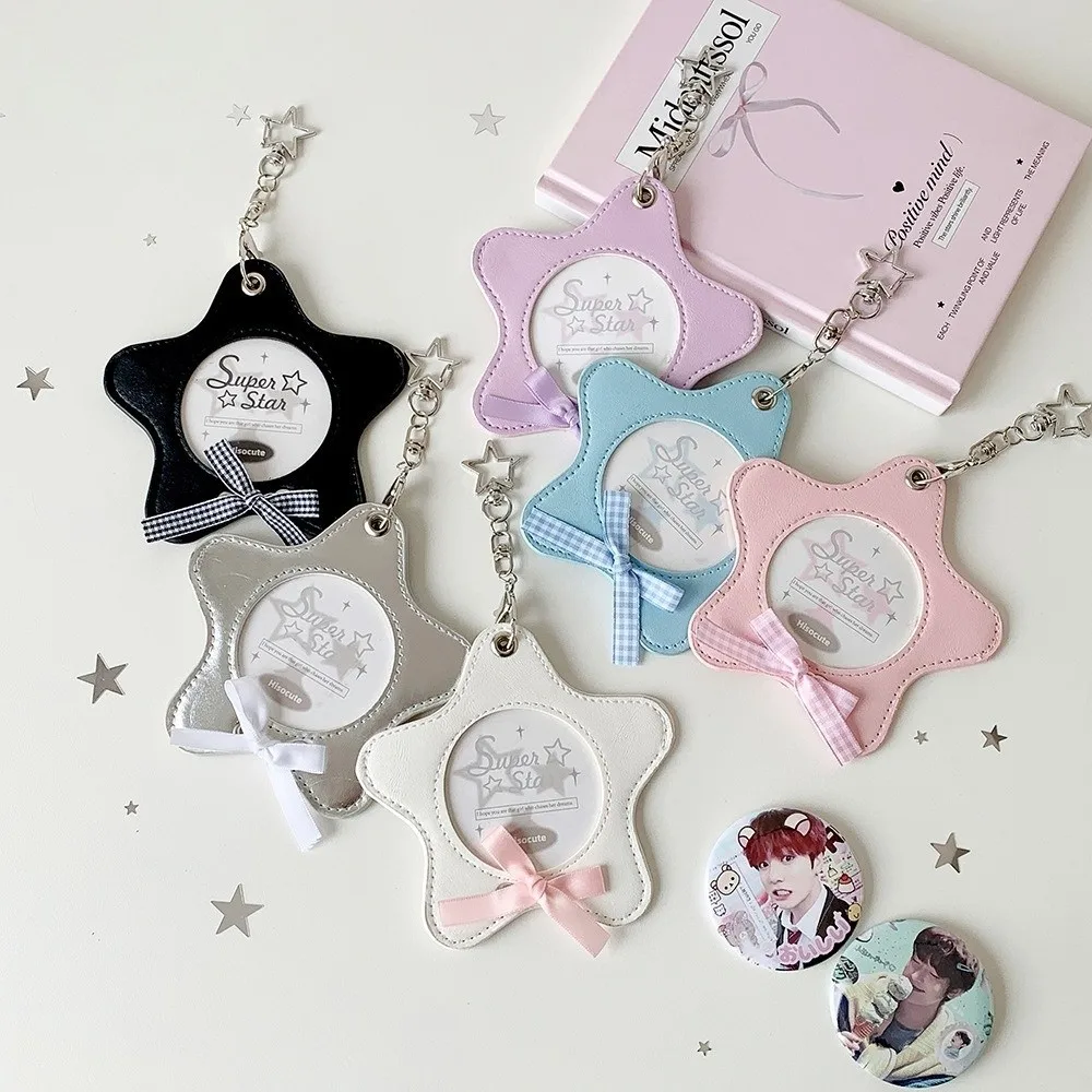 Portable Display Case Star Badge Holder Waterproof PVC Badge Holder Transparent Photo Card Holder Backpack Decoration
