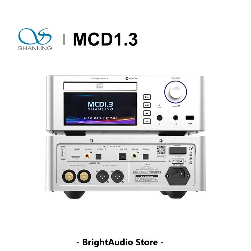 SHANLING MCD1.3 Digital Source CD Player MQA-CD AK4499EX TPA6120 chips Bluetooth LDAC PCM768 DSD512 WiFi I2S XLR RCA output