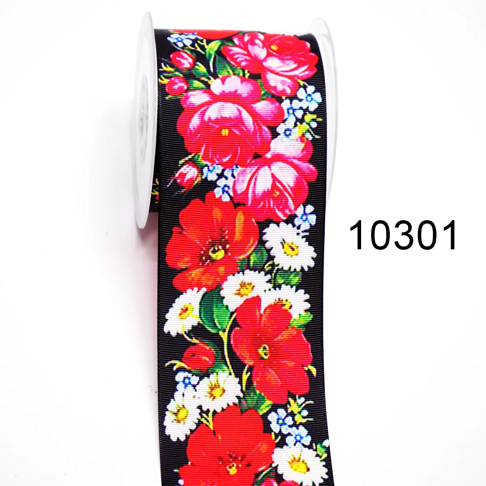 DIY Cartoon Flower Printed Grosgrain Ribbon For Craft Supplies Sewing Accessories 5 Yards. 10289