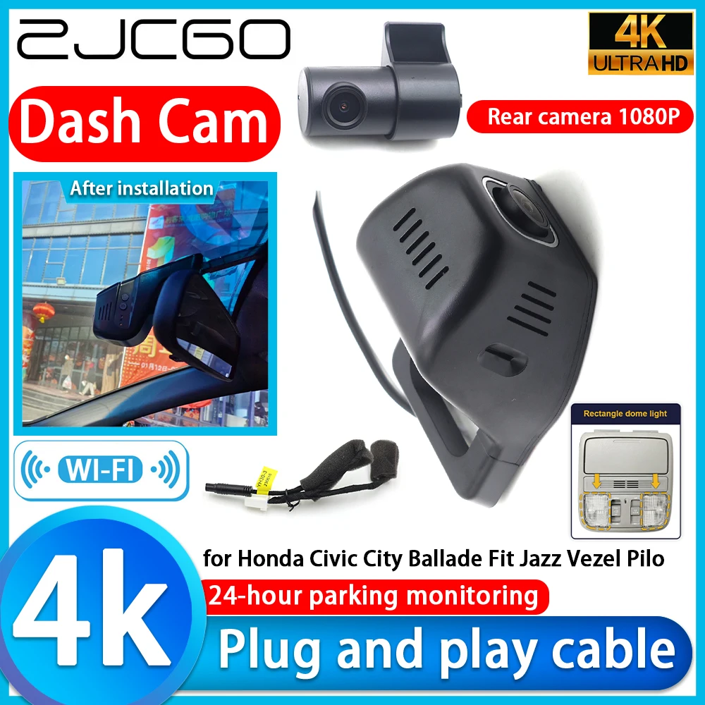 

for Honda Civic City Ballade Fit Jazz Vezel Pilot 4K DVR Dash Cam Car Camera 2160P Sony Lens 24h Parking Monitor Video Recorder