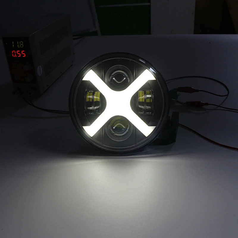 Motorcycle 7 Inch Round LED Headlights DRL Hi/Lo Beam 50W 30W Ring Amber Angel Eye For Any With 7 Inch LED Motocs