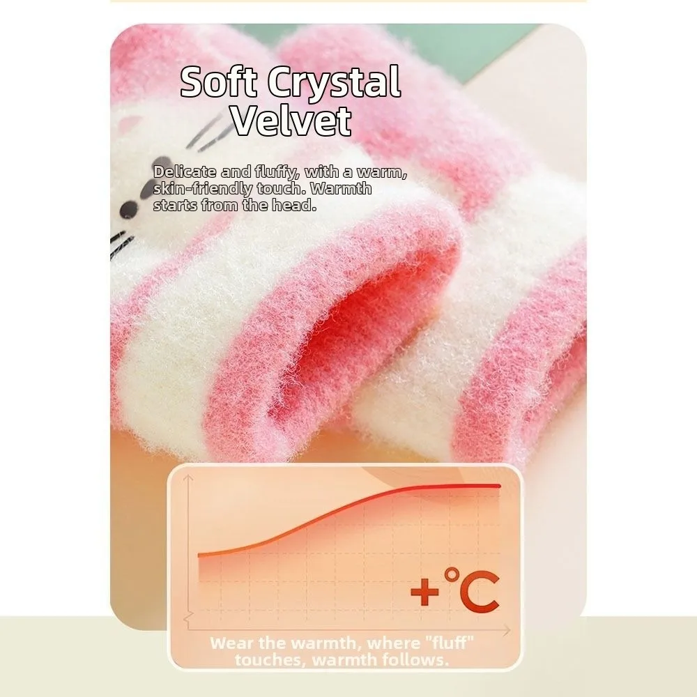 قفازات متينة لطيفة على شكل قطة للأطفال دافئة سميكة للأولاد والبنات قفازات مقاومة للبرد للخريف والشتاء #2