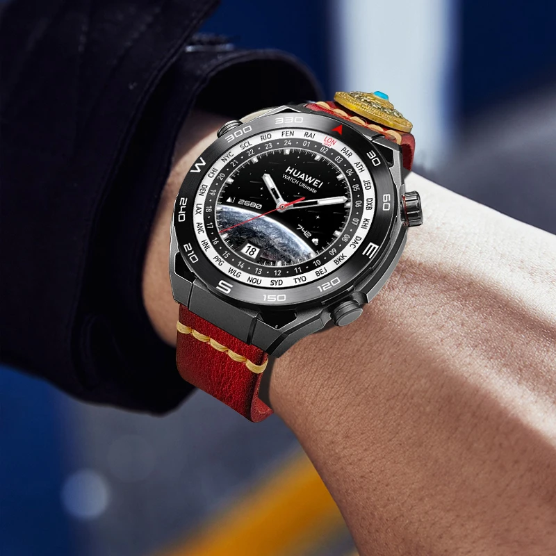 AKGLEADER Leather Strap with spinning top For huawei watch 4 3 pro GT4 Men Bracelet Band Loop ultimate honor xiaomi watchband
