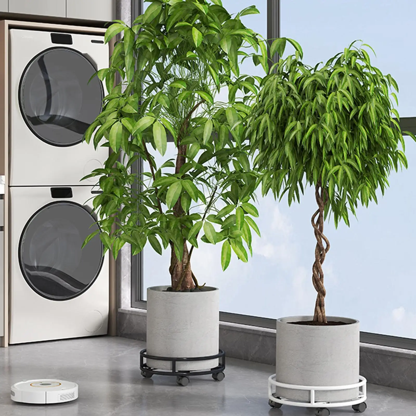 

Potted Plant Stand with Casters Rolling Tray 30 cm Diameter Display Stand Plant Roller Base for Indoor Outdoor Living Room