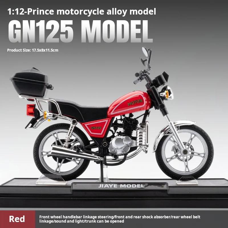 1:12 Scale GN125 Cruiser Motorcycle Model 125cc Simulated Displacement Vintage Retro Cruiser Motorbike Desktop Decoration