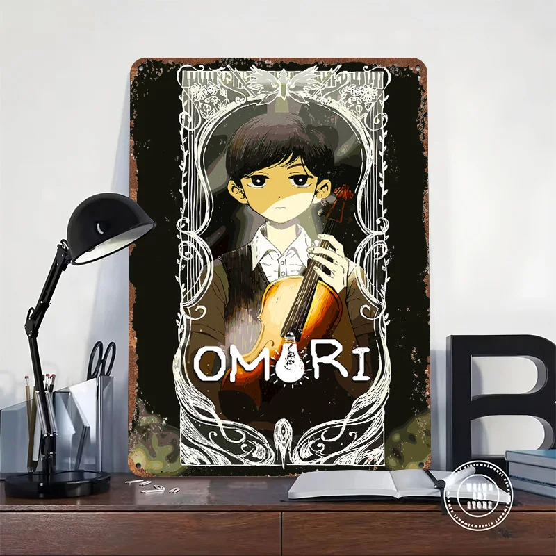 Omori With Violin Tin Poster Customized Wall Art Retro Vintage Metal Signs for Fans Room Custom Plate Home Decoration Luxury