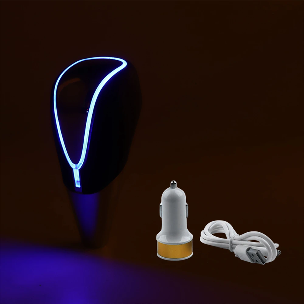 7 colors changes Activated Gear Shift Knob 5 6 Speed Car LED Gear Handball Knob Light Cigarette Lighter Charger