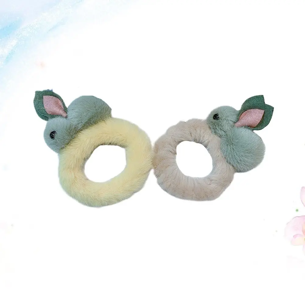 2Pcs Rabbit Ear Hair Tie Set Premium Soft Elastic Hair Bands for Women Daily Wear Stylish Ponytail Holders Bright Colors