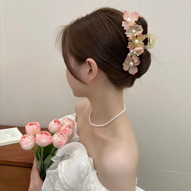 Süße Blume Frauen Haars pangen Temperament Stoff Krabben Haars pange für Mädchen Sommer Haarschmuck koreanische Mode Mädchen Kopfschmuck