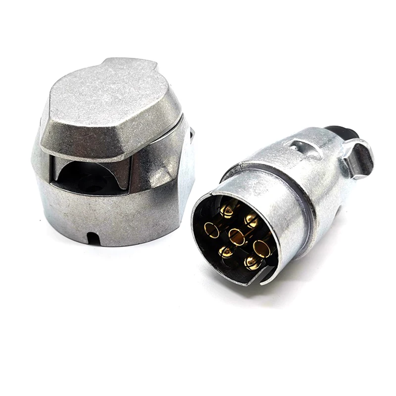 Trailer Truck Towing Electrics 12V Connector Replacement EU Plug 7 Pin Trailer Socket Towbar Metal Aluminum Alloy Plug