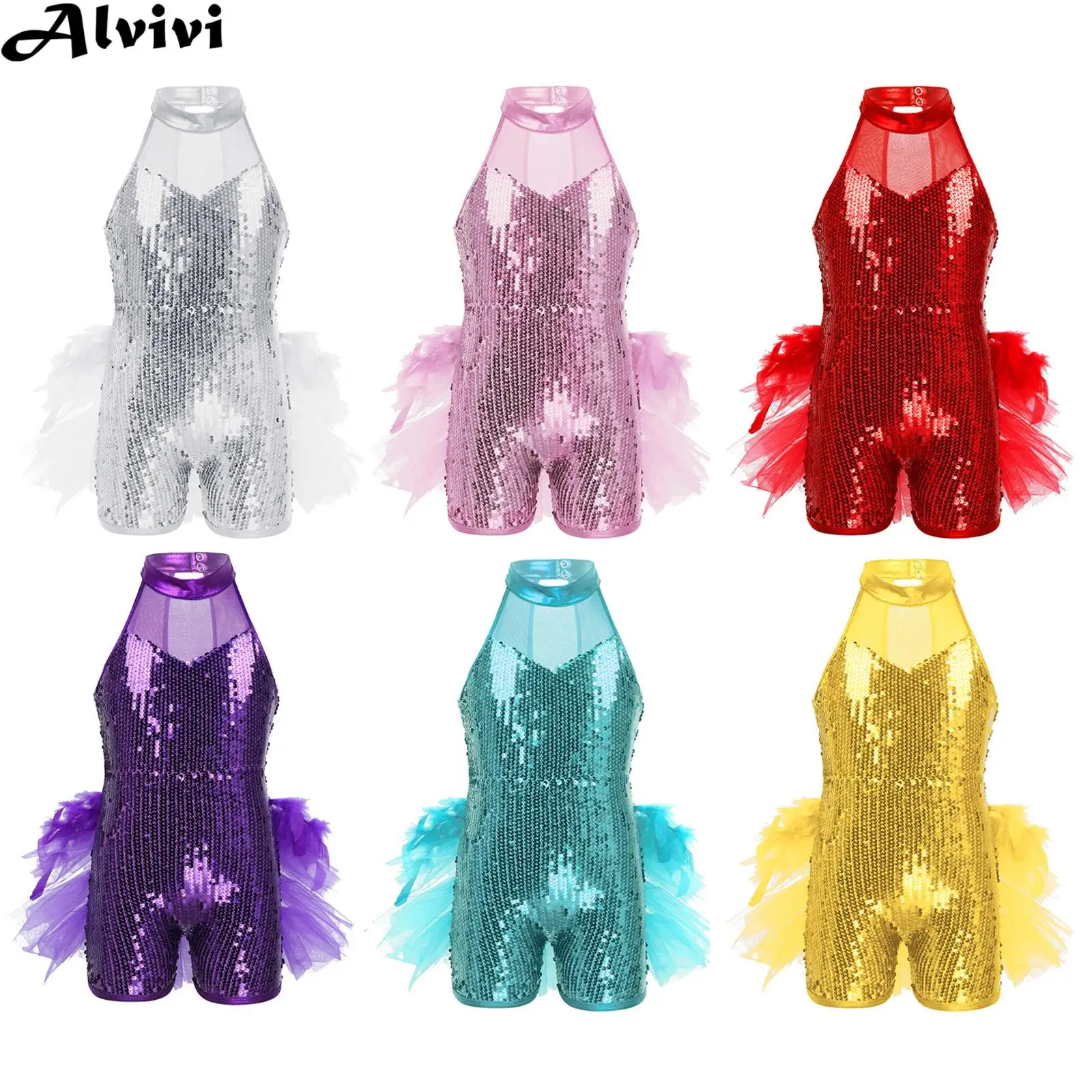 

Костюм для балета и джаза для девочек, костюм для латинских танцев, блестящий комбинезон без рукавов с блестками, трико-пачка для катания на коньках, гимнастическая танцевальная одежда