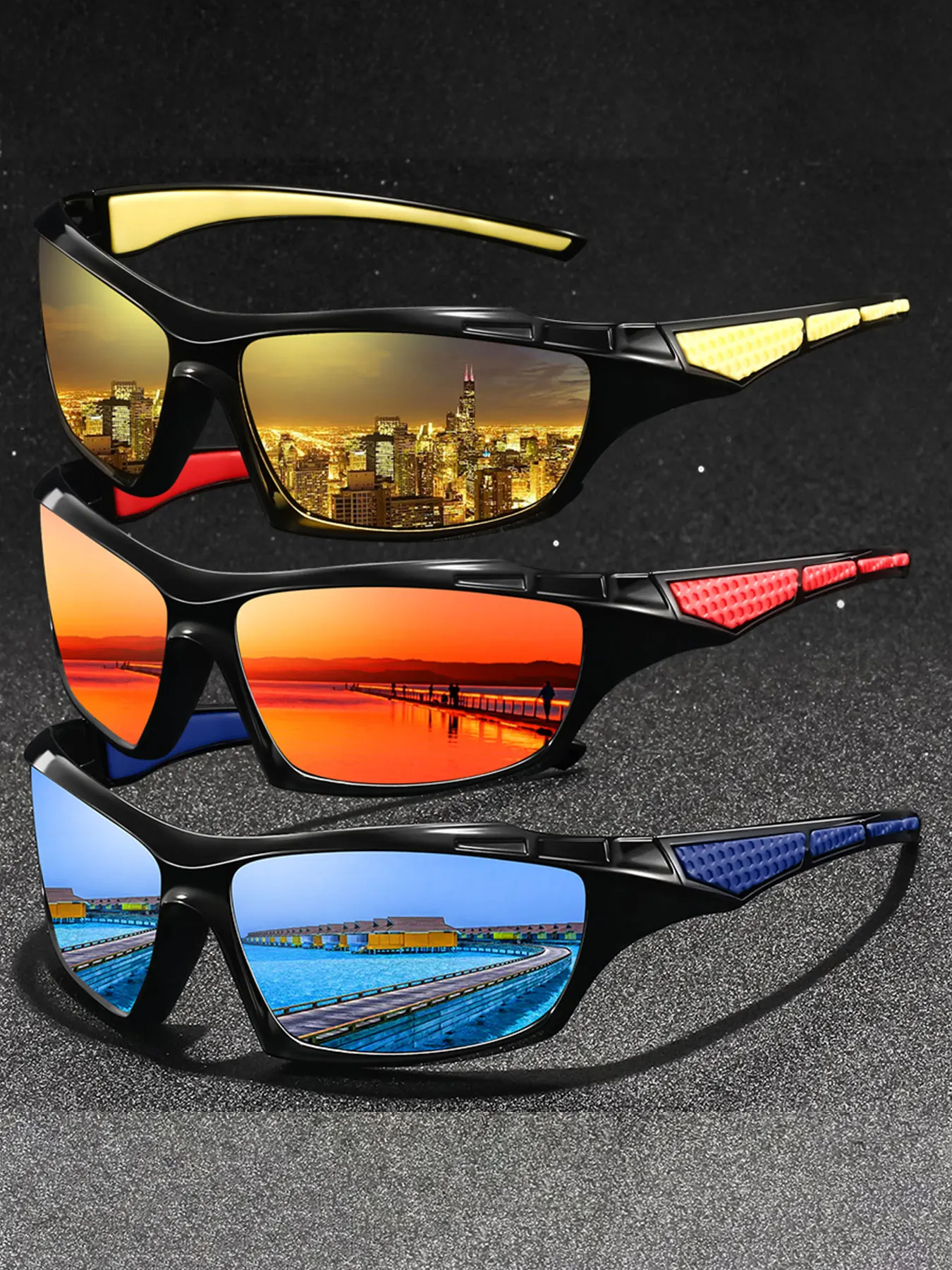 AliExpress AOOYOWEILY 3 Pieces Fashion Vintage Fishing Cycling Sports Sunglasses Men Women Running Mountaineering Sport Man Sun Glasses UV400 Eyewear