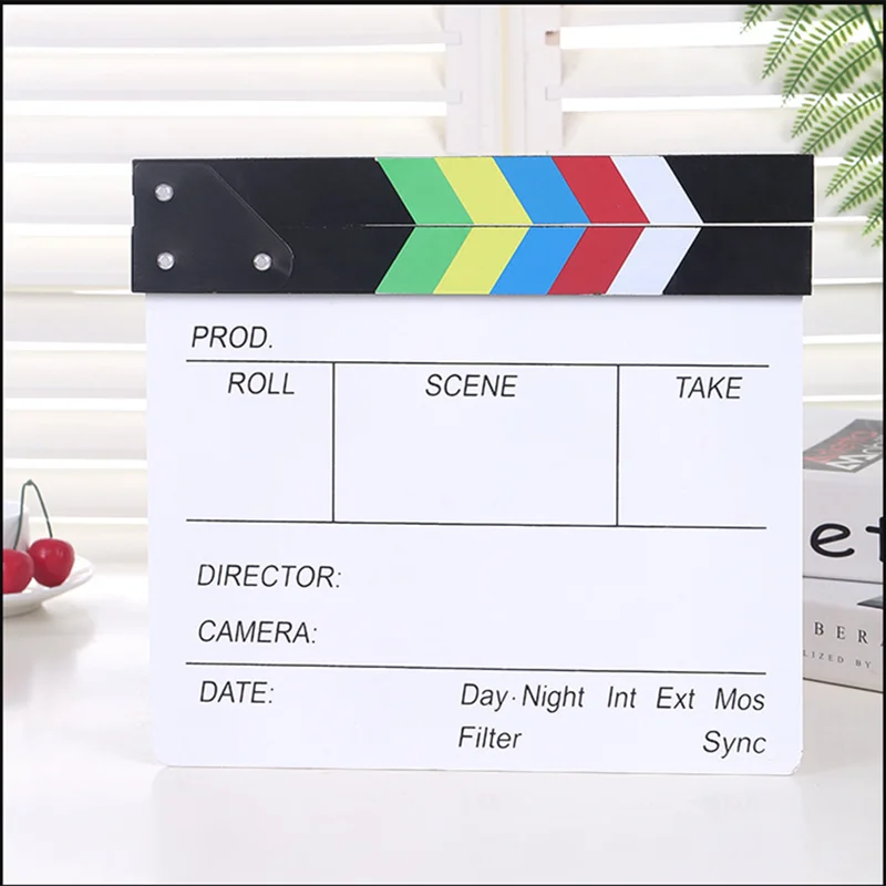 

Acrylic Director Clapperboard Colorful Dry Erase Clapper Board Video Scene Action Slate Movie Film Clapper Handmade Cut Prop