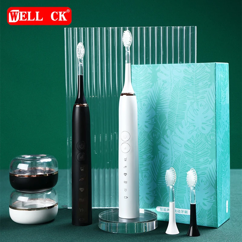 

Smart Ultrasonic Electric Toothbrush Adult Home Wireless Charging Soft Hair Waterproof Multi-stop Brush Head Couple Set Gift