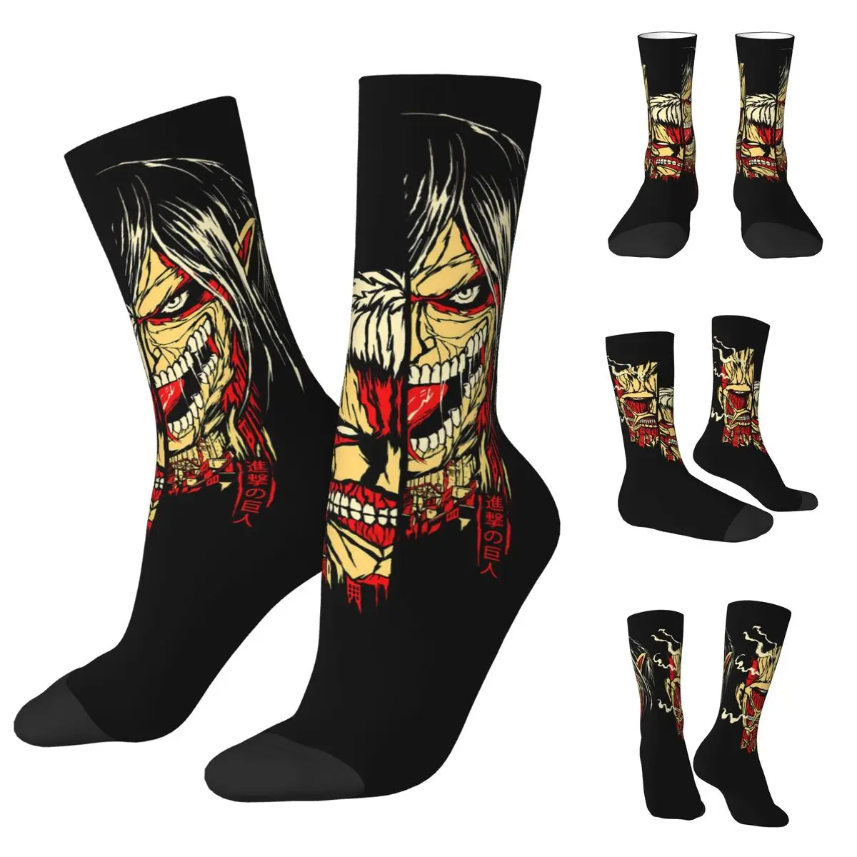 

Eren Shingeki No Kyojin Men and Women printing Socks,Japanese Anime Colossal Attcak On Titan