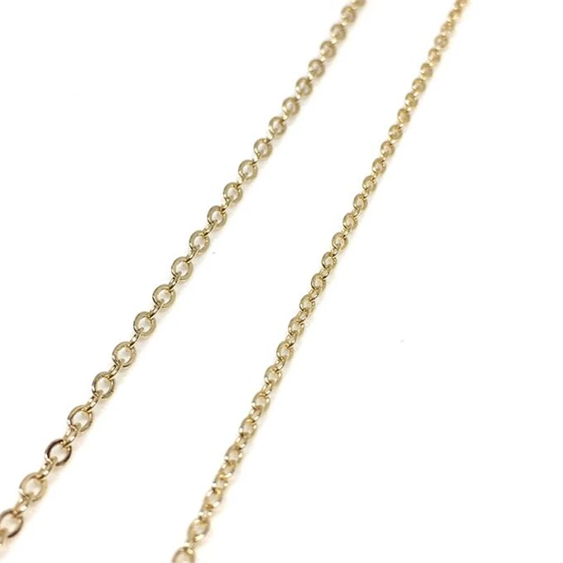 High Quality 14K Gold Plated Brass Flat O Cross Link Chains For DIY Necklace Jewelry Making No Fade Extend Chain Crafts Supplies